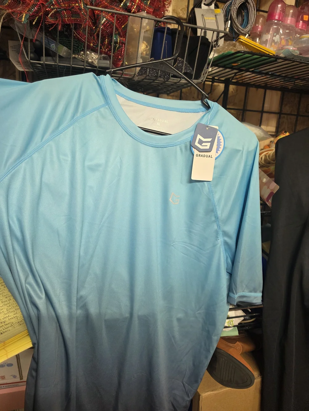 AT-1 Men’s Blue Ombre Swim Shirt - Sun Protection Rash Guard